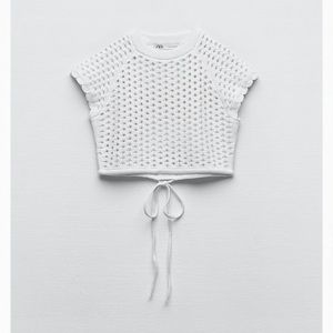 Zara cropped open knit sweater